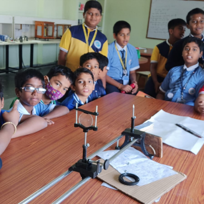 Students in science lab at Darsh Universal School Hyderabad